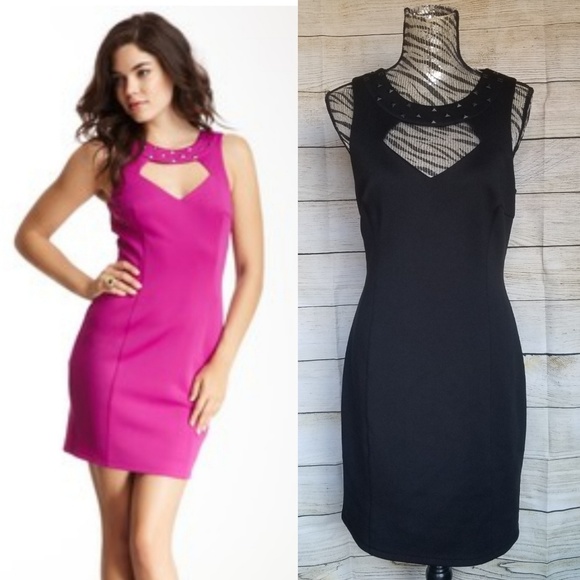 Guess Dresses & Skirts - Guess- black studded bodycon cutout dress size 14